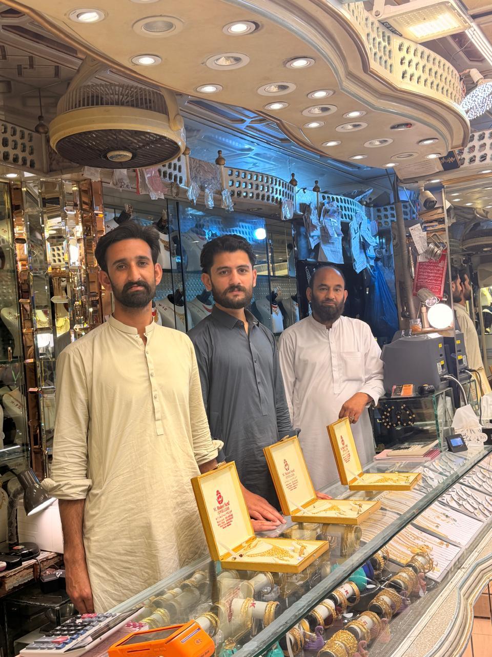 The Shakeel Gems & Jewellers (Shakeel Saraf) team at the counter of their Mansehra showroom since 1985